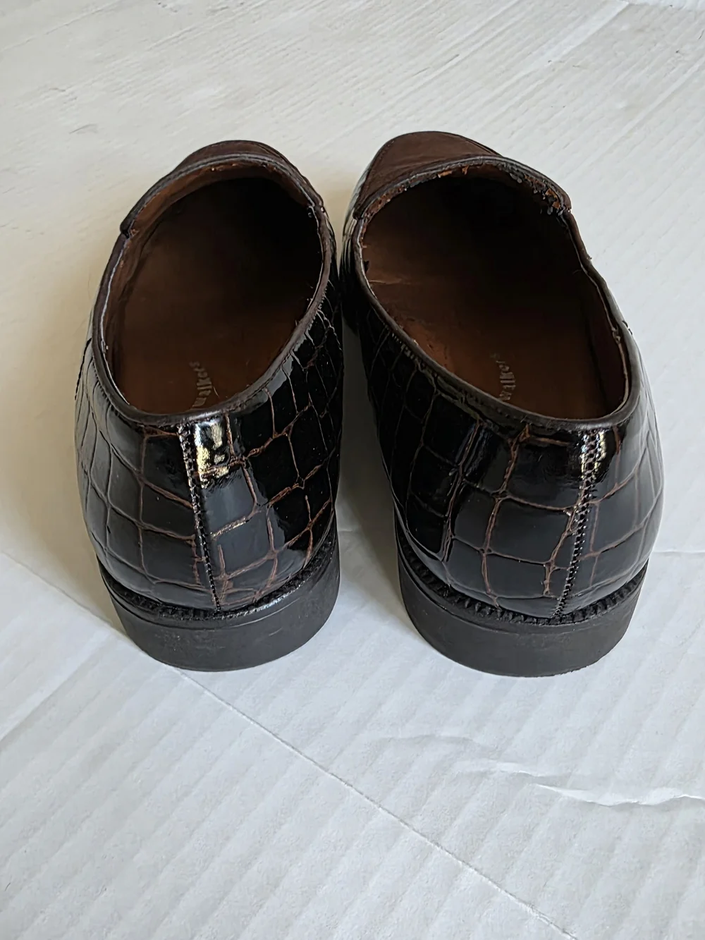 Cloudwalk crocodile-Leather dark brown loafers women smoking slippers Old money
